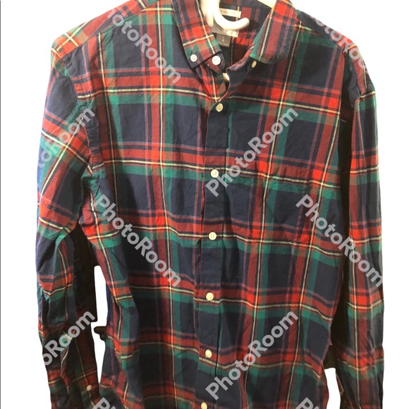 Old Navy Long Sleeve Button down plaid shirt Mens Large slim fit - Picture 1 of 5